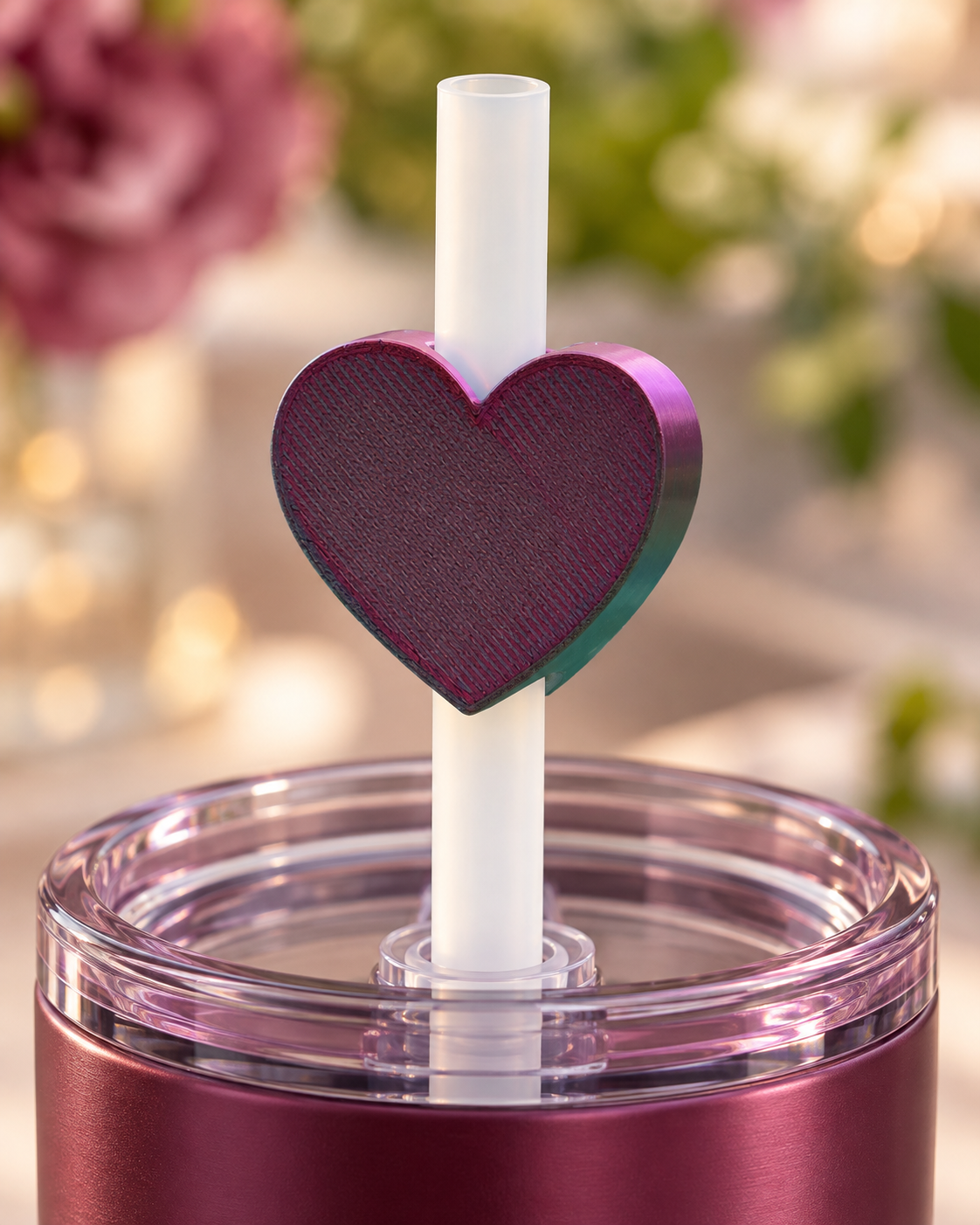 Heart 3D straw topper